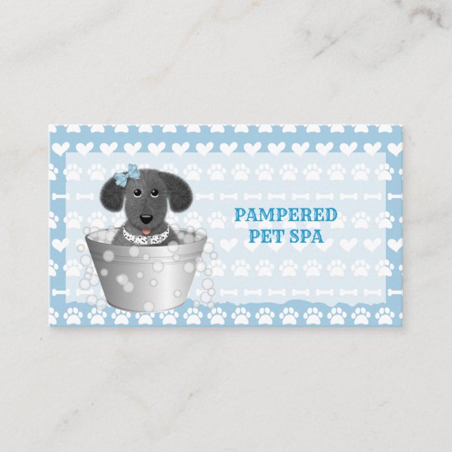 Blue Paws Bones Pet Groomer Business Card Visitenkarte (Vorderseite)