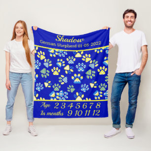 Blue Paws Pet Milestone Blanket Fleecedecke