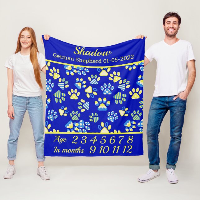 Blue Paws Pet Milestone Blanket Fleecedecke (Beispiel)