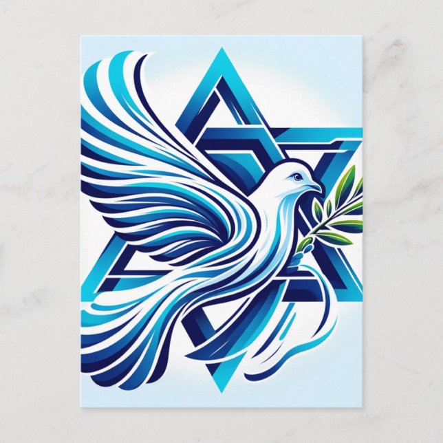 Blue Peace Dove und Star von David Postkarte (Vorderseite)
