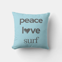 Blue Peace Love Surf | Reversibles Strandhaus Kissen