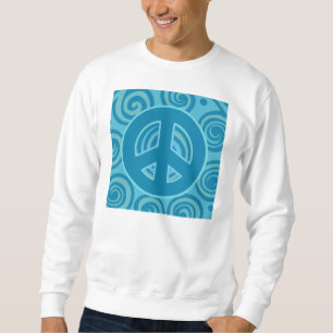 Blue Peace Sign Design Sweatshirt