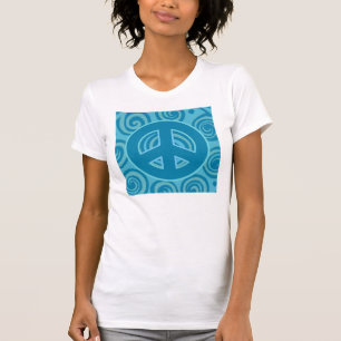 Blue Peace Sign Design T-Shirt
