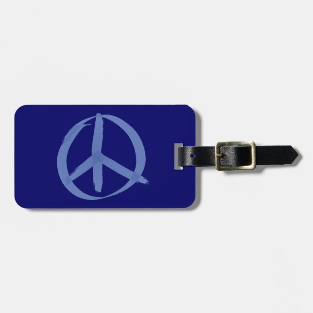 Blue Peace Sign Gepäckanhänger (Vorderseite horizontal)