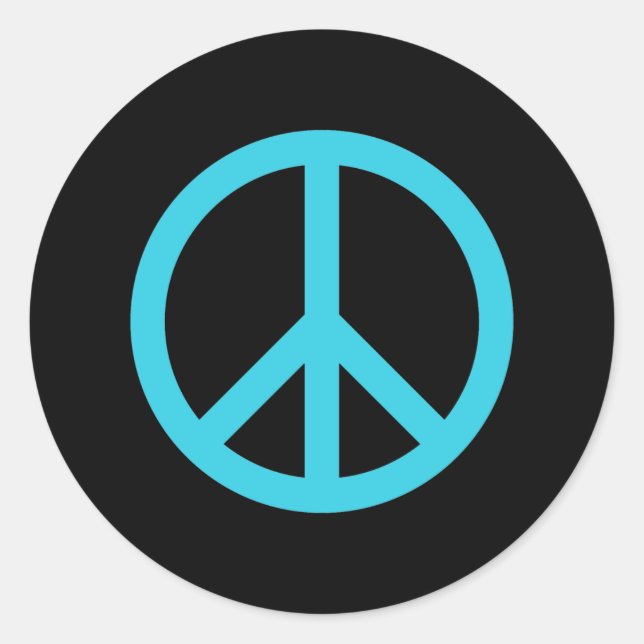 Blue Peace Sign Runder Aufkleber (Vorderseite)