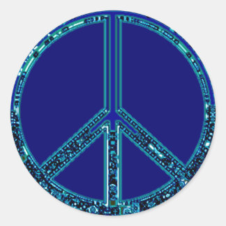 Blue Peace Sign Runder Aufkleber