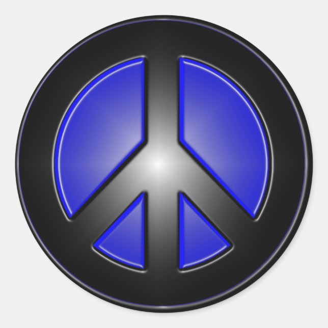 Blue Peace Sign Runder Aufkleber (Vorderseite)