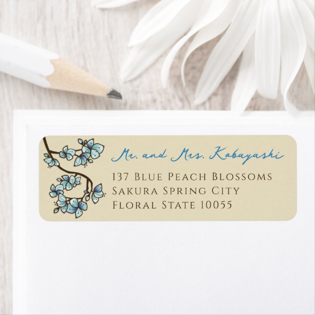 Blue Peach Blossom Blume Asiatische Hochzeitsadres (Insitu)