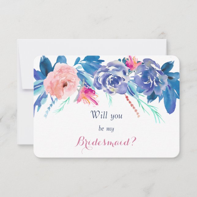Blue Peach Rose werden Sie meine Bridesmaid Einladung (Vorderseite)