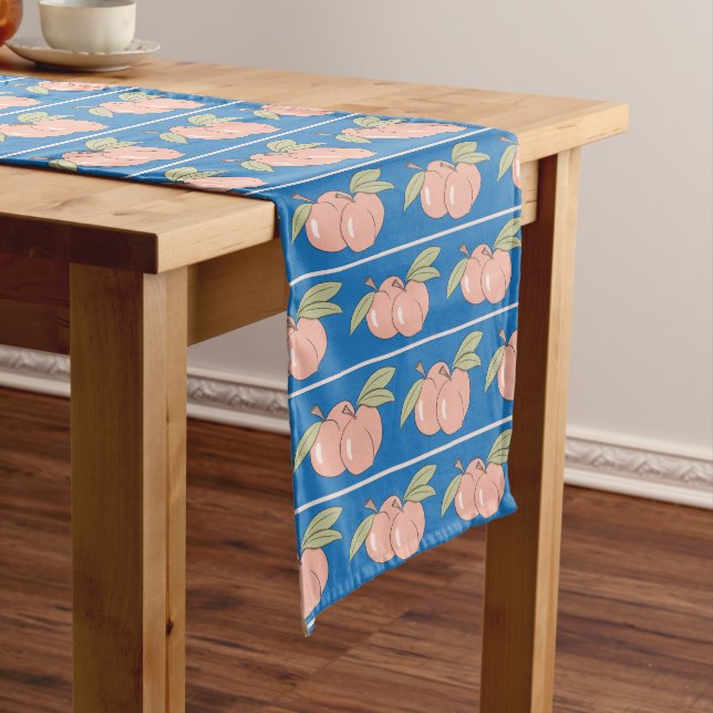 Blue Peaches Pattern Blue Table Runner Mittelgroßer Tischläufer (Beispiel)