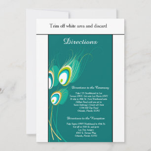 Blue Peacock 3.5x6 Wedding Directors Card Einladung