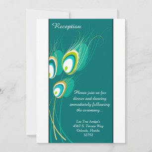 Blue Peacock Feather 3.12x18 Empfang Card Einladung