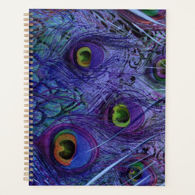 Blue Peacock Feather Planner Planer (Vorderseite)