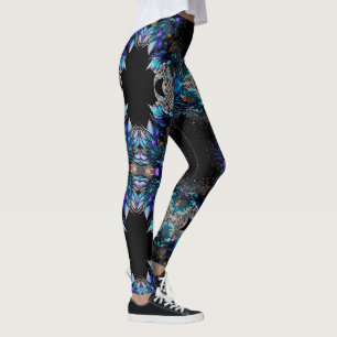 Blue Peacock Feathers Leggings
