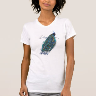 Blue Peacock mit schönen Federn aus Schwanz T-Shirt