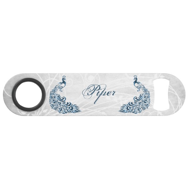 Blue Peacock Personalisiert Flaschenöffner (Vorderseite (Horizontal))