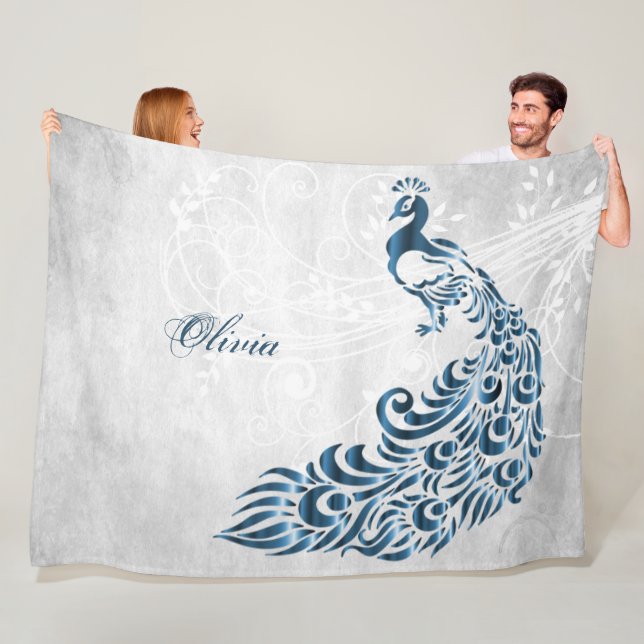 Blue Peacock Personalisiert Fleece Blanket (Beispiel)