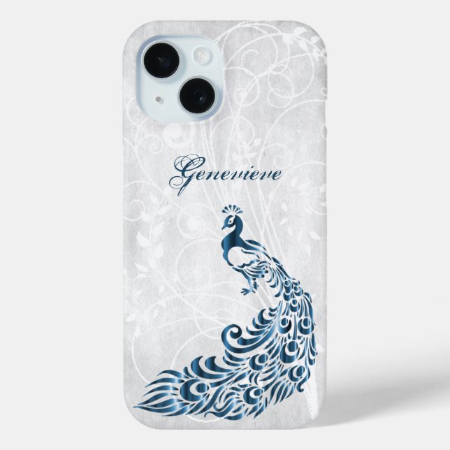 Blue Peacock Personalisiert iPhone Case (Rückseite)