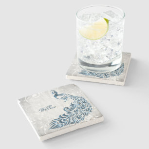 Blue Peacock Personalisiert Stone Untersetzer