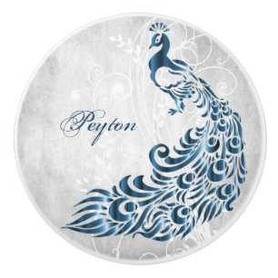 Blue Peacock Personalisierte Keramik Pull Keramikknauf