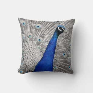 Blue Peacock Throw Kissen