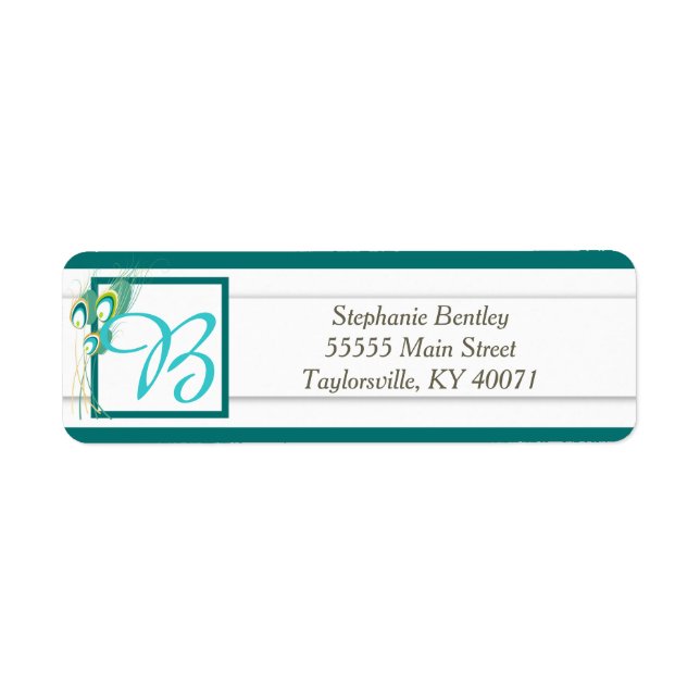 Blue Peacock Wedding Return Address Label (Vorne)