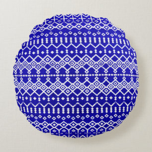 Blue Pearl Legacy: marokkanisches Kulturerbe Textu Rundes Kissen