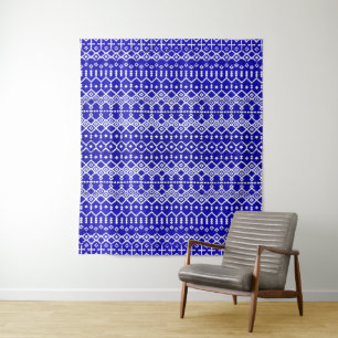 Blue Pearl Legacy: marokkanisches Kulturerbe Textu Wandteppich