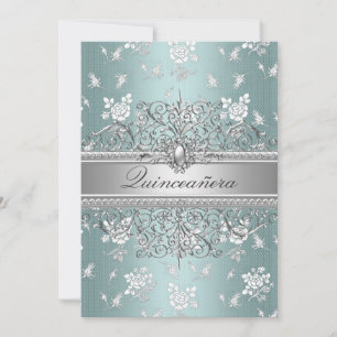 Blue Pearl & Rose Quinceanera Ankündigungen
