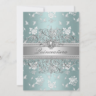 Blue Pearl & Rose Quinceanera Ankündigungen