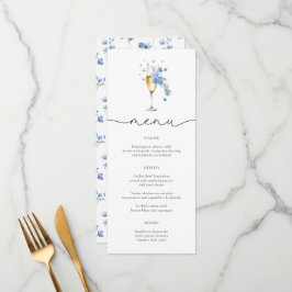 Blue Pearls & Prosecco Wildblume Cards Menükarte
