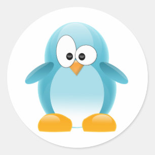 Blue Penguin Runder Aufkleber
