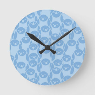 Blue Penguins Pattern Background Runde Wanduhr