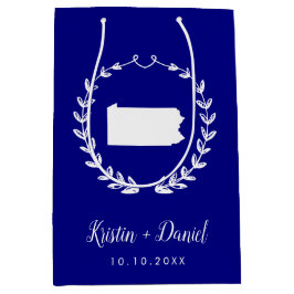 Blue Pennsylvania Map Wedding Welcome Swag Mittlere Geschenktüte