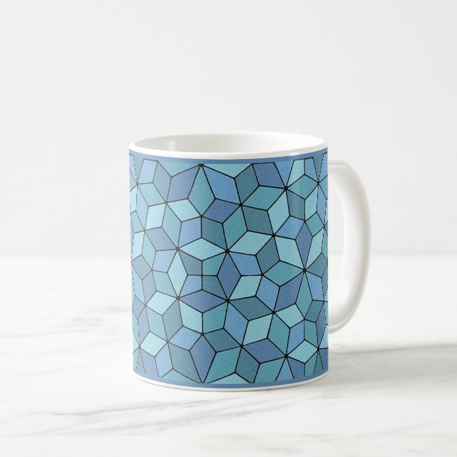 Blue Penrose Tiles Coffee Tasse (VorderseiteRechts)