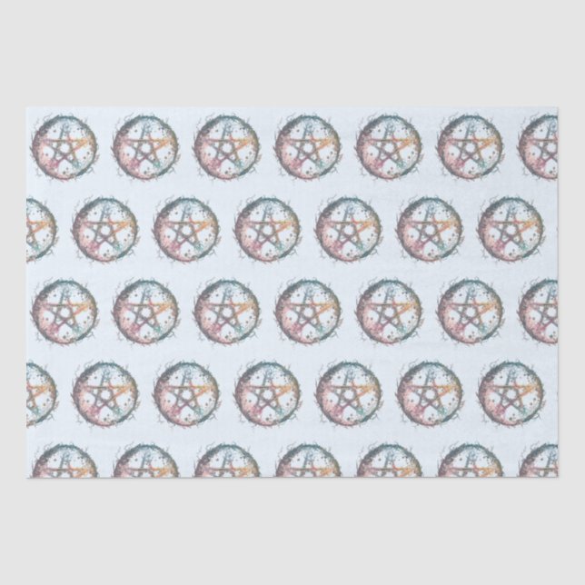 Blue Pentagram Witchcraft Light Blue Halloween Seidenpapier (Vorderseite)