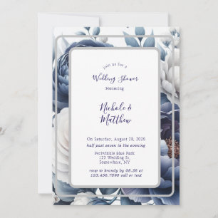 Blue Peonies & White Roses Polterabend Einladung
