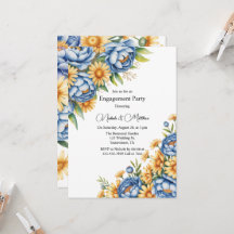 Blue Peony and Yellow Daisies Engagement Party