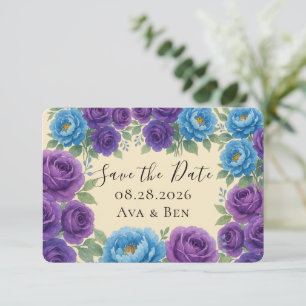 Blue Peony & Fig Lila Rose Speichern Sie die Datum