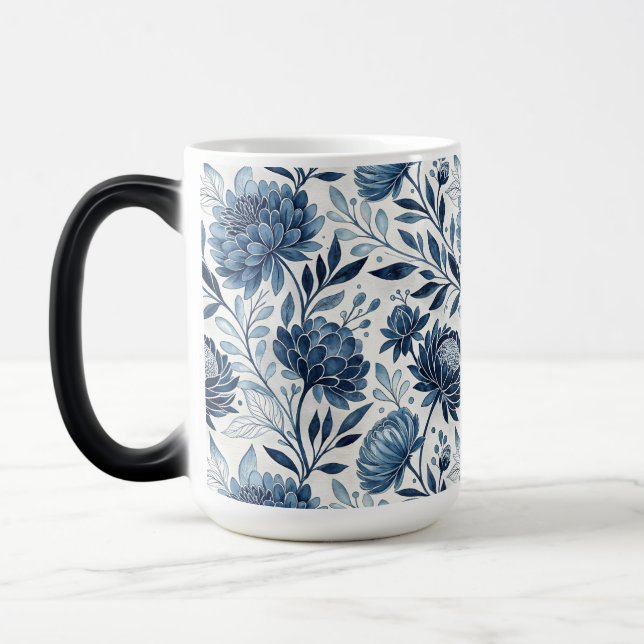Blue Peony Garden Watercolor Verwandlungstasse (Links)
