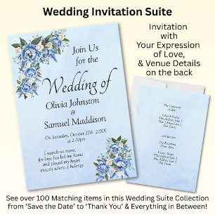 Blue Peony sur Blue Mariage Suite Invitation