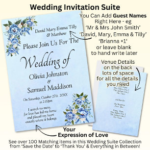 Blue Peony sur Blue Mariage Suite Invitation