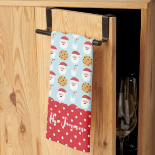 Blue Père Noël Lait et cookies Serviette de cuisin