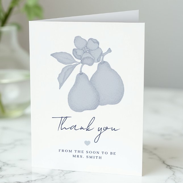 Blue Perfect Pear Brautparty Danke Karte (Simple Thank You Cards)