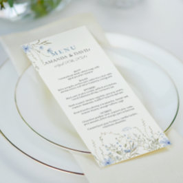 Blue Periwinkle Wildblume Wedding Flat Menu Menükarte