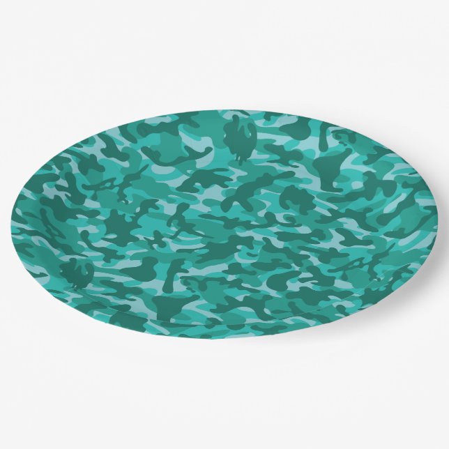 Blue Persian Camouflage Pappteller (Schrägansicht)