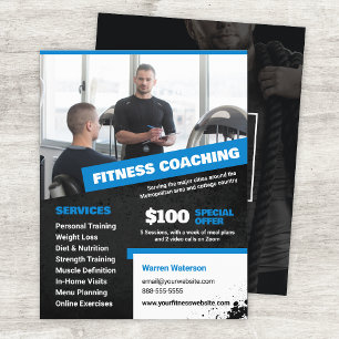 Blue Personal Trainer und Fitness Coach Flyer