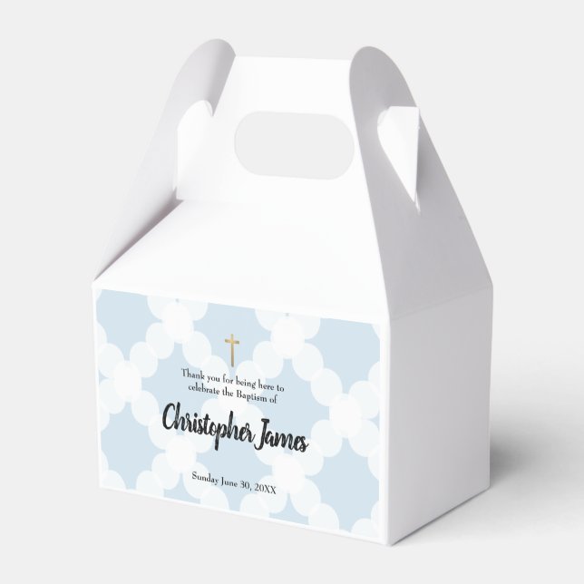 Blue personalisiert baby boy Baptisk Danke, Gesche Geschenkschachtel (Rückseite)