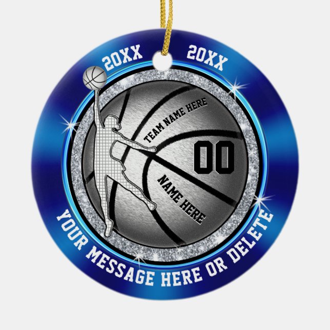 Blue Personalisiert Basketball Ornamente für Mädch (Vorne)