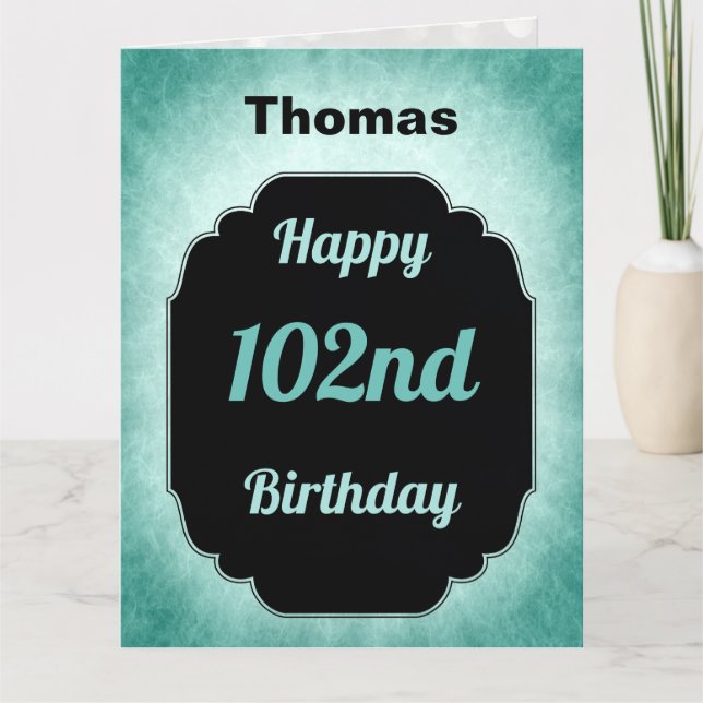 Blue personalisiert Happy 102. Geburtstag Karte (Vorderseite)